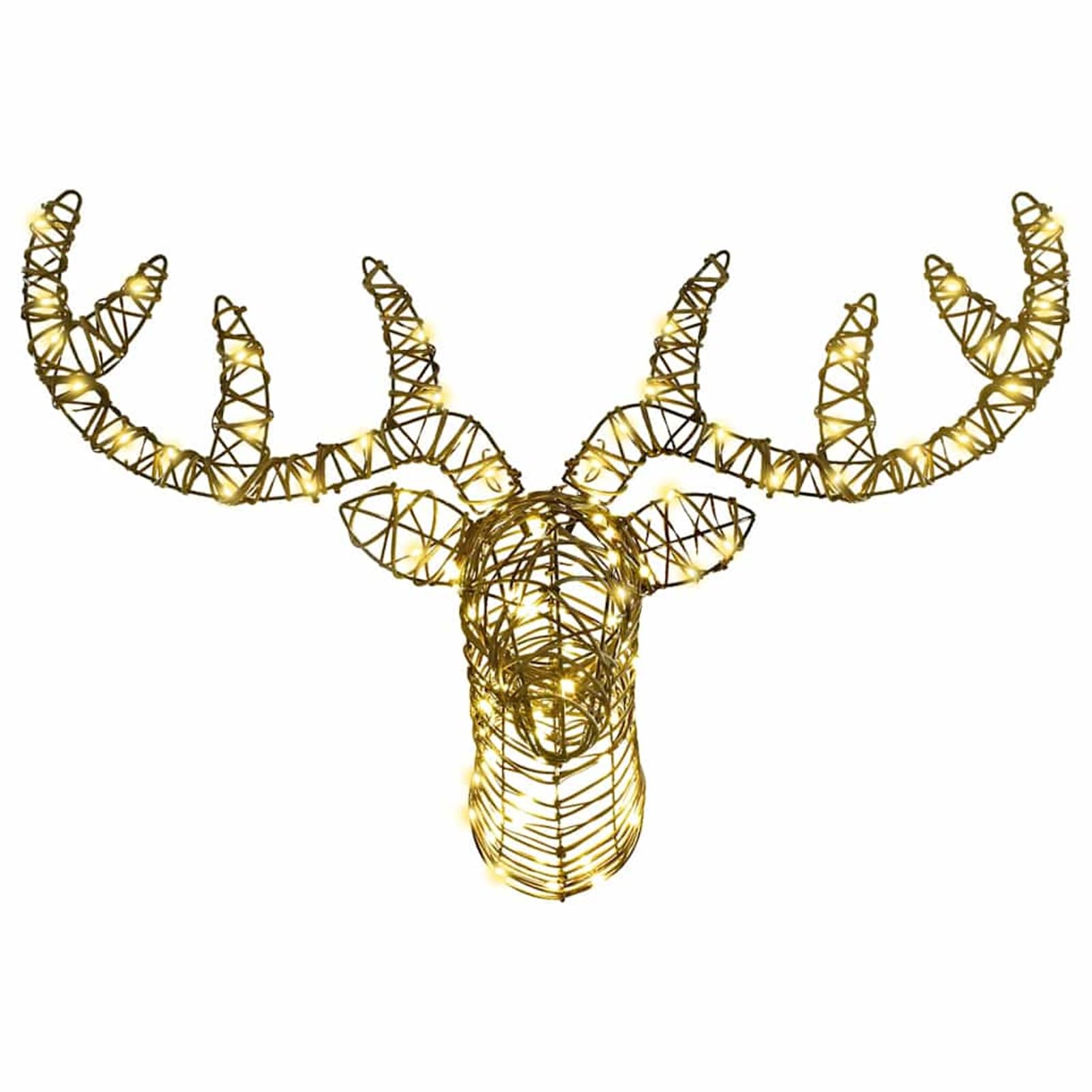 Gecheer Rentier Zieh Schlitten mit 140 LEDs Warmweiß 60 cm Rattan, Weihnachtsdekoration für Weihnachtsmarkt Festliche Eventdekoration Garten Rasen Terrasse Vorgarten Fassade42019067