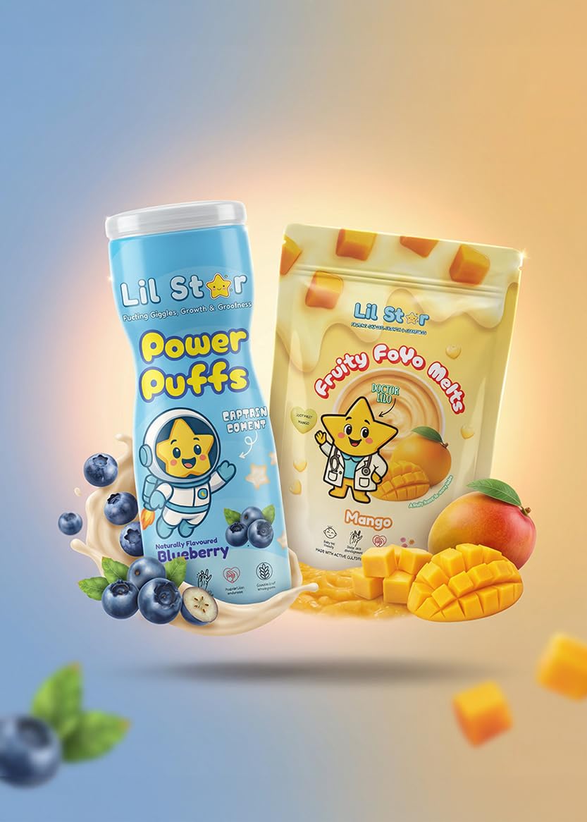 Lil Star Baby Snack Combo (Pack of 2) |(Blueberry + Mango) | Healthy Snacks for Babies | No Added Sugar | Easy Melt Snack-image-32