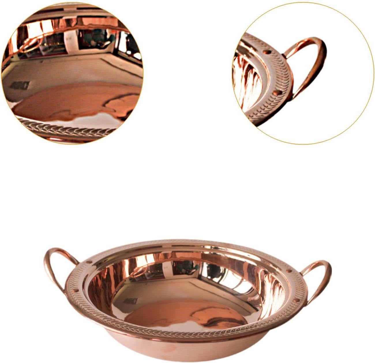 Seafood Pot Skillet Pan Spanish Paella Pan Korean Ramen Noodle Pot for Restaurant, Dia 34cm ，Gold-Dia 34cm