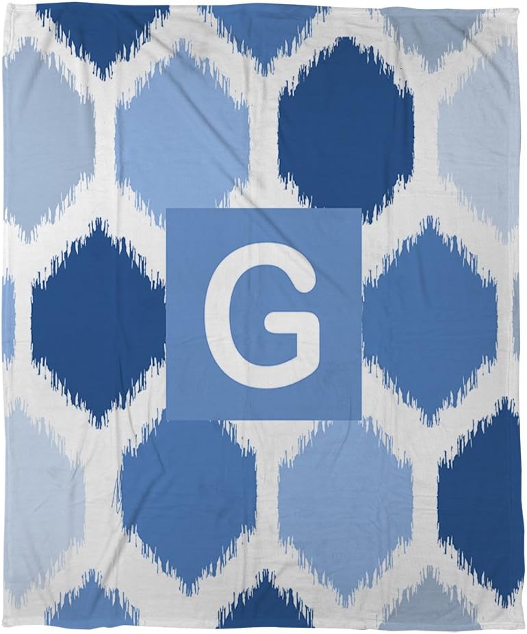Manual Woodworkers & Weavers Coral Fleece Throw, 30 by 40-Inch, Monogrammed Letter G, Blue Batik