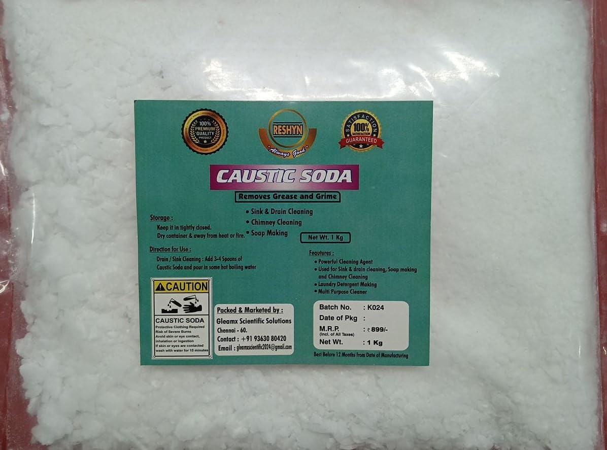 Caustic Soda 1 Kg for Kitchen Sink and Drainage Block Remover,Drain Pipe Cleaner,Chimney Grease Cleaning,Iron,Aluminium Stains Remover,Hotel Dosa...