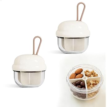 Nut Dispenser Peanut Dispenser Snack Dispenser Pack of 2 Small Candy Dispenser with 4 Compartments Portable Candy Dispenser Leak-Proof Snack Box for Sweets Desserts Nuts Removable