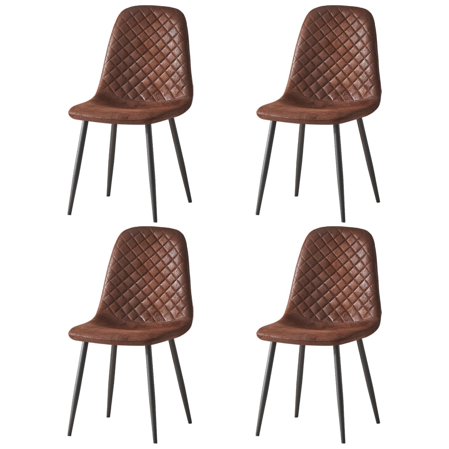 AINPECCA Set of 4 Dining Chairs Suede Seat with Metal Legs Dressing Lounge Home (Brown, 4)
