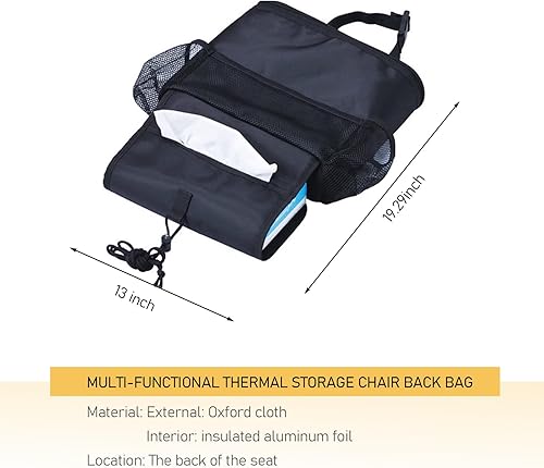 Miniatura 2 de 1 bolsa trasera de almacenamiento para asiento de automóvil, organizador multifuncional impermeable aislado para preservación del calor con