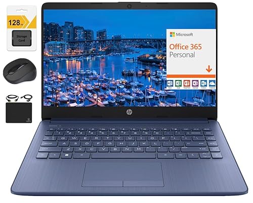 HP 14�C���` HD ���y�� ���^�m�[�g�p�\�R�� �N�A�b�h�R�A Intel Celeron �v���Z�b�T 8GB RAM 192GB (64GB eMMC+ 128GB�J�[�h) Wi-Fi �ő�11���� Windows 11 S + 1�N�� Office 