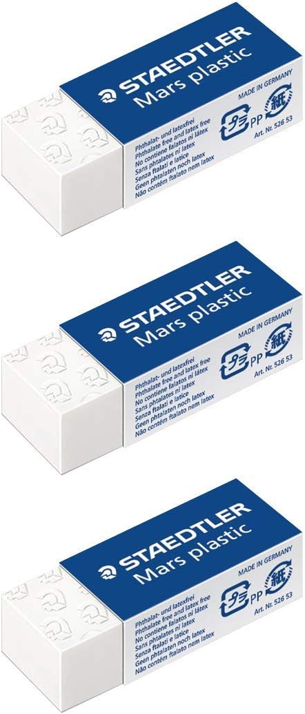 Staedtler Mars Plastic Eraser Pack of 3Plastic Mini, White
