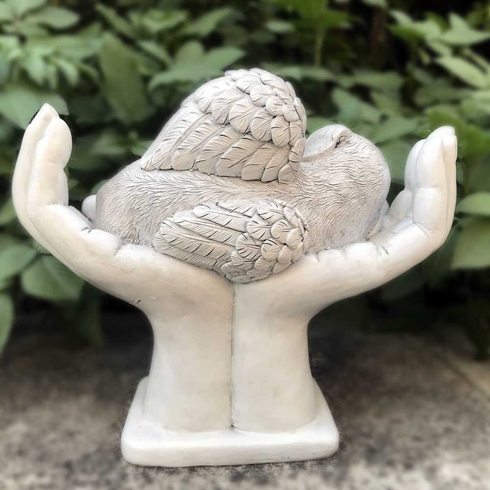WouND Pietra commemorativa per tomba di cane o animale domestico, con angelo commemorativo nelle mani di Dio, pietra lapide da giardino, in ricordo di un animale domestico perso, 17,8 cm (H)