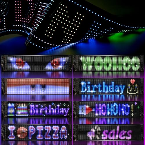 Image of Eachbid Programmable Scrolling LED Sign, 23.4 inchx4.7 inch, USB Flexible Digital Sign, APP Control, Custom DIY Editor Text, Patterns, Animations, for Car, Store, School, Hotel