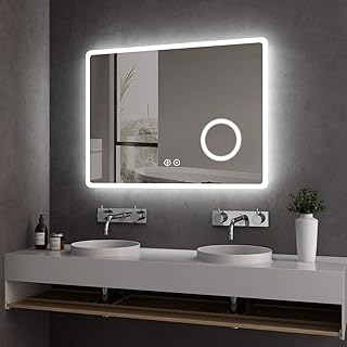 Sponsored Ad – Hausbath Led Bathroom Vanity Mirror - Thin Bathroom Wall Mounted Makeup Mirror with Shaver Socket, Bluetoot...