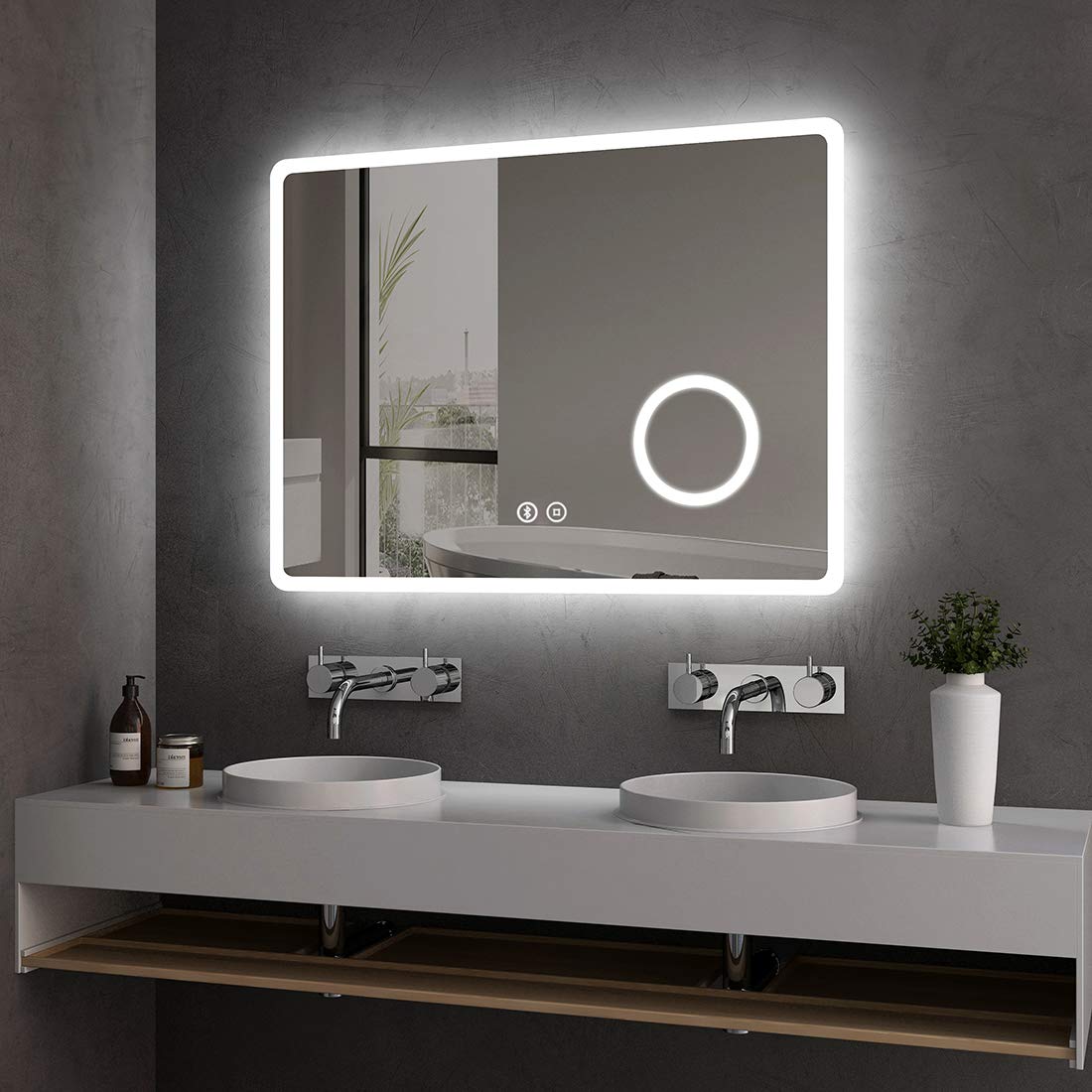 Hausbath Led Bathroom Vanity Mirror Thin Bathroom Wall Mounted Makeup