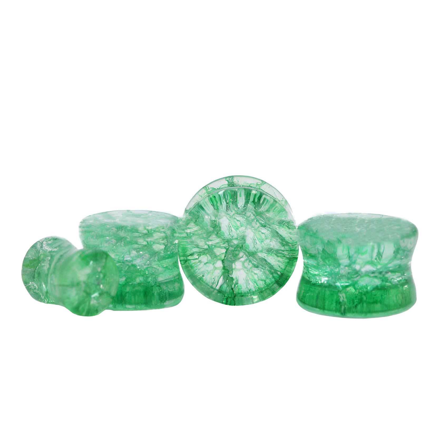 2 szt. 8 mm (0G) szkło eksplozja zielone rozszerzenie uszu podwójnie rozkloszowany solidny kamień grubość 12 mm przedłużacz końcówki do uszu przyrząd pomiarowy piercing biżuteria dla