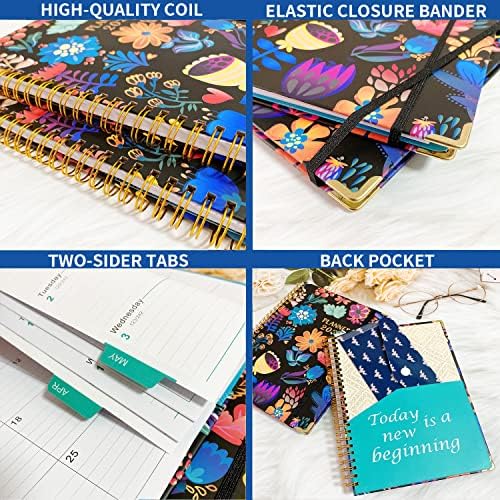 Mljtoyo Academic Diary 2023 ,Weekly&Monthly Planner ,2023 Diary A5 Week to View with Monthly Tabs , from Jan 2023 to Dec 2023 Hardcover, Inner Pocket,100GSM (A01 Black)