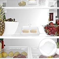 Vista 7 de Hemoton Mantequillera con tapa abatible, plato de mantequilla acrílico transparente, soporte para mantequilla, recipiente de mantequilla de encimera
