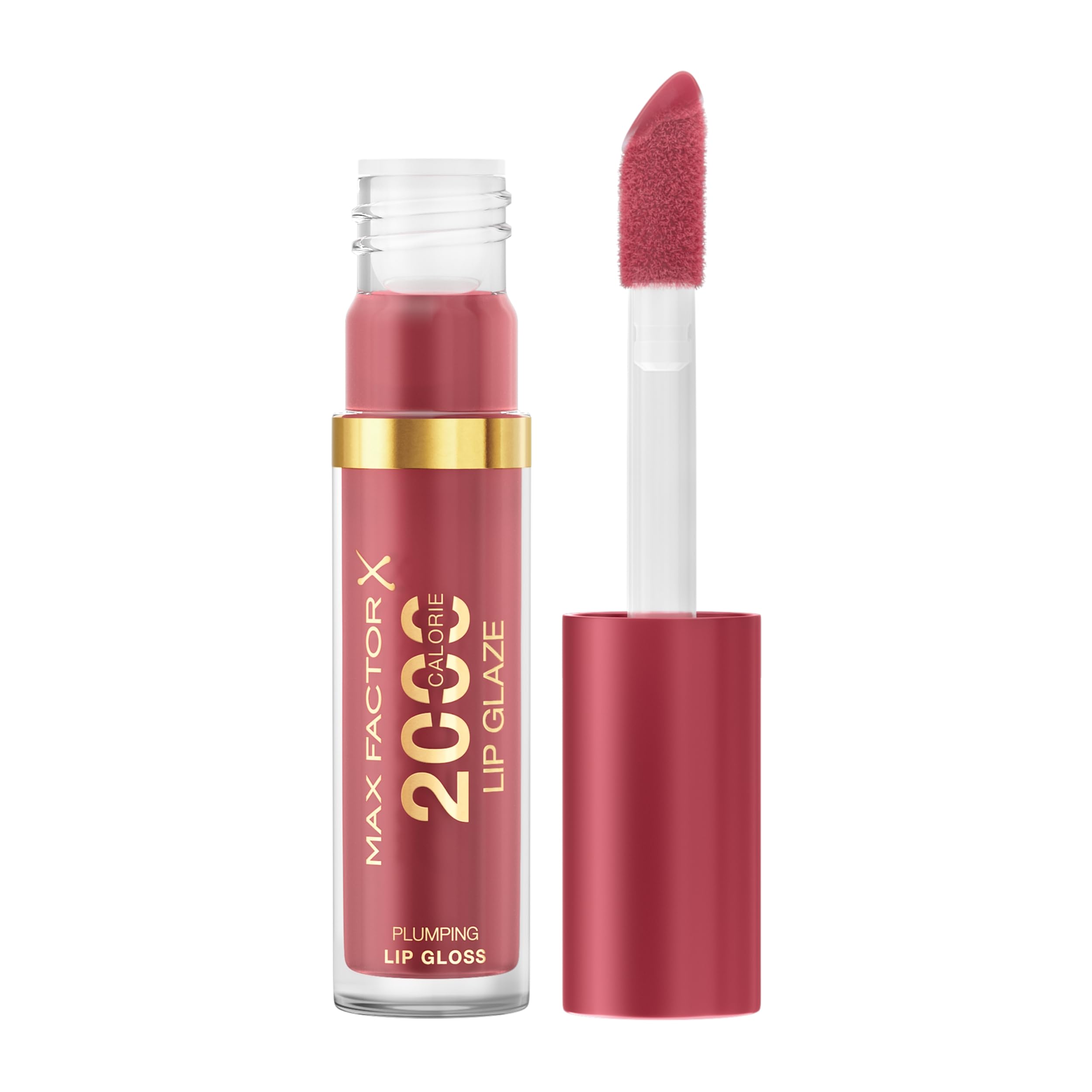 Max Factor, 2000 Calorie Lip Glaze, brillante gloss colorato, effetto rimpolpante per le labbra, arricchito da un complesso nutriente con Acido Ialuronico e Squalane, formula vegana, 105, Berry Sorbet