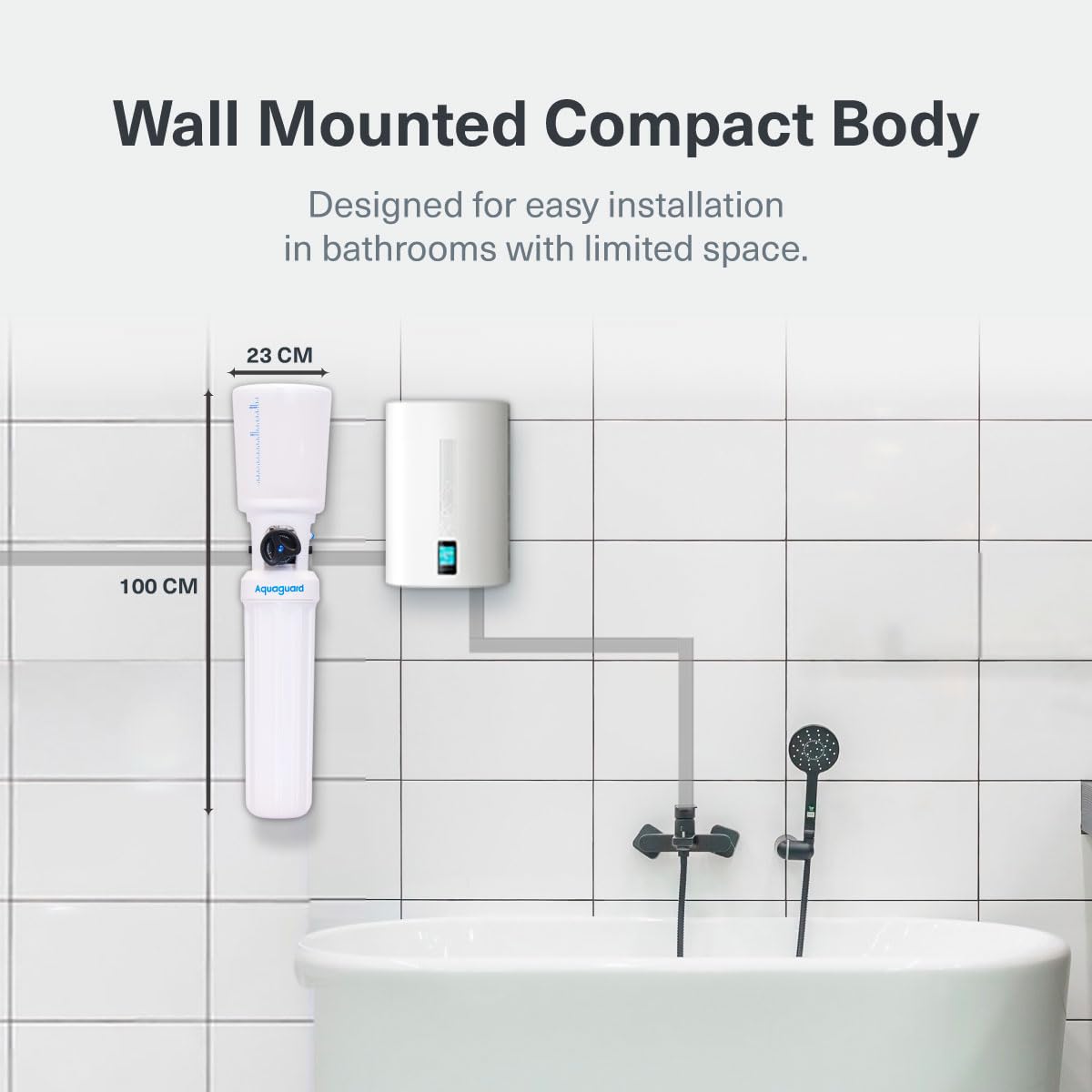 Aquaguard AWS I-600 Water Softener | Protects Skin, Hair & Geysers from Hard Water | Advanced Ionic Transfer Tech | Ideal for Bathrooms & Apartments Use|Manual Recharge|Non-Electric|Wall Mounted