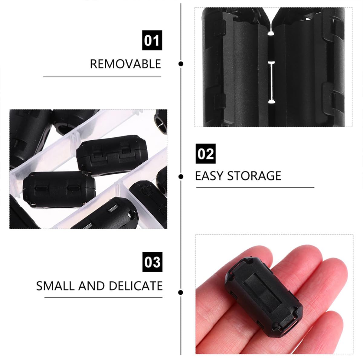 Noyau de Ferrite Amovible 40 Pièces en Nickel-zinc pour Câble