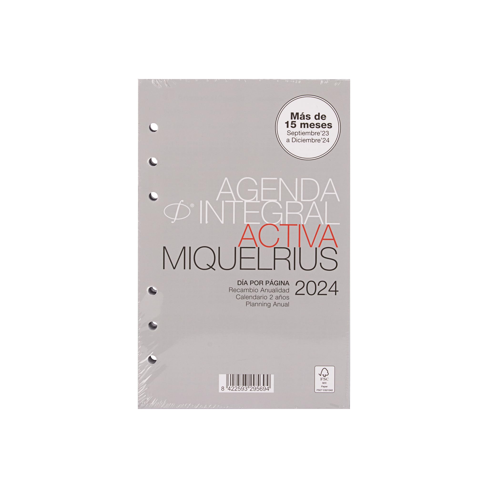 Miquelrius - 2024 Comprehensive Annual Diary Refill, Day Page, Active Size 117 x 182 mm, Spanish, Portuguese and English