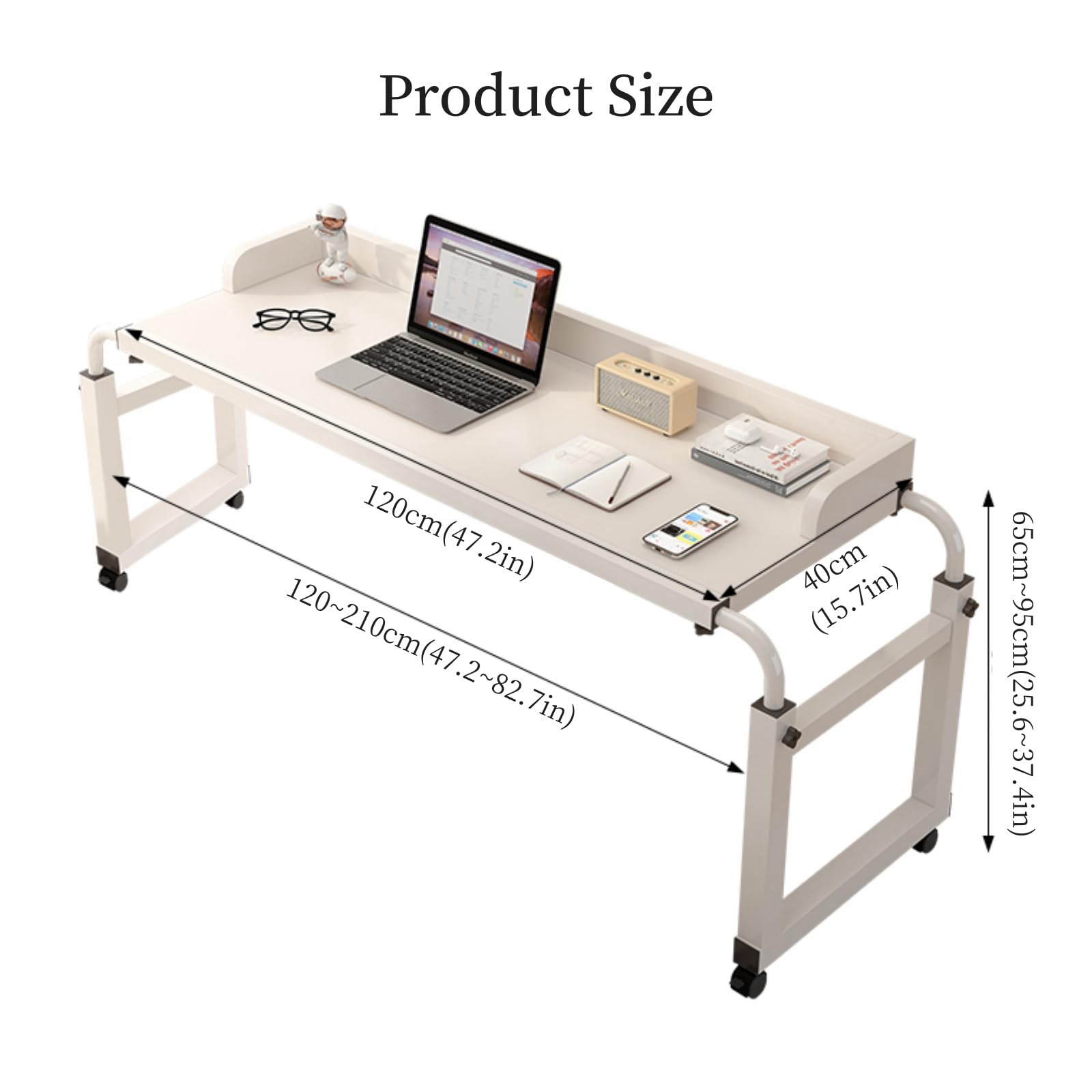 Mesa Auxiliar para Cama con Altura Ajustable, Mesa Auxiliar para Cama con Ruedas y Silla para Personas con discapacidad.