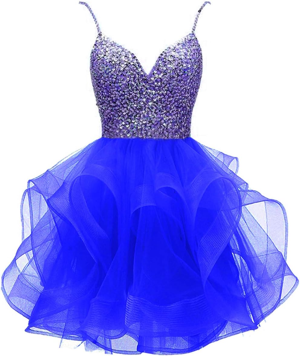 Women's Organza Dress Short Crystal Prom Party Gowns