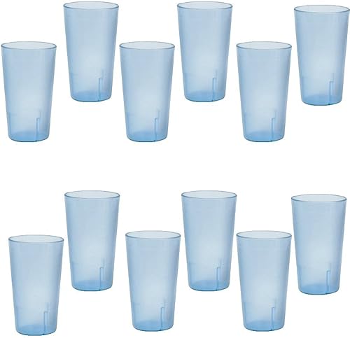 Vaso de restaurante de 32 onzas (onza), apilables, plástico químico resistente a la rotura, juego de 12 unidades, color azul