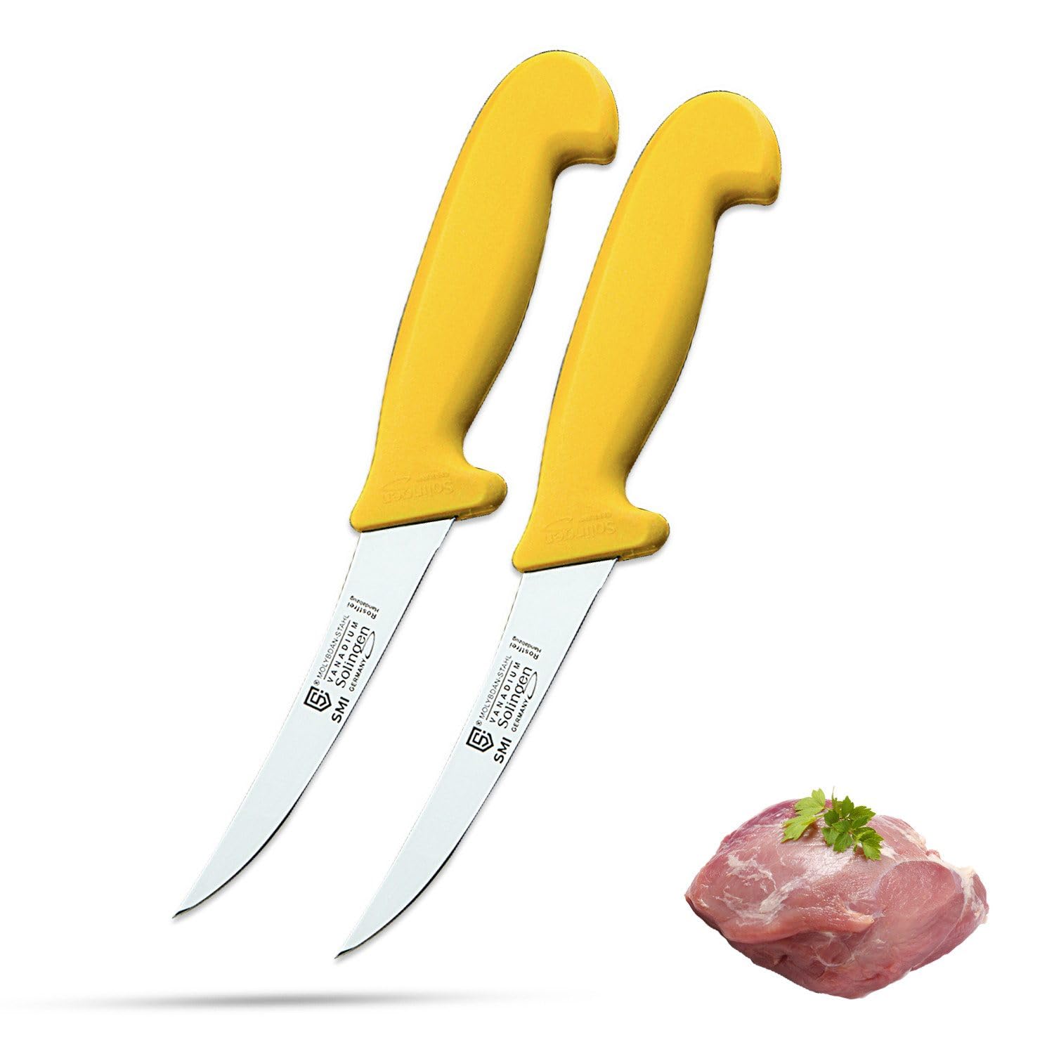 SMI 2 Pièces 5 Pouces (13 cm) Couteau à Désosser Flexible Solingen – Set de 2 Couteaux Désosseurs – Couteaux de Boucher Acier Inoxydable – German Steel 1.4116 – Couteaux de Cuisine pour Viande