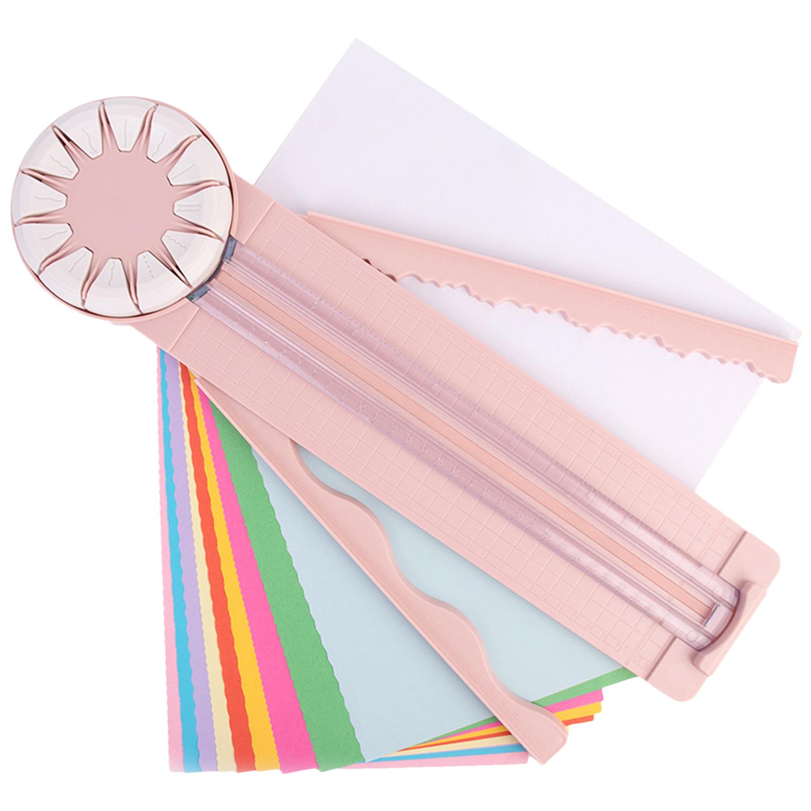 Paper Trimmer Craft Paper Cutter, 2pieces 12 Style Multifunctional Rolling Paper Cutter, Paper Edge Cutter with 12 Cutting Heads, Precision Paper Edger with Measurements,Decor Paper Cutting Tool