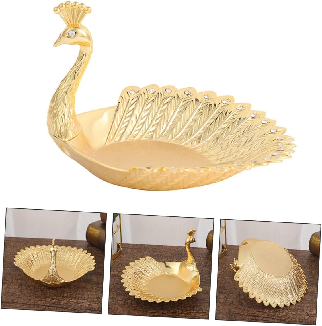 SHINEOFI Metal Peacock Fruit Plate Decorative Snack Dish for Candy, Nuts, and Dried Fruits for Home, Restaurants, Bars, and Parties