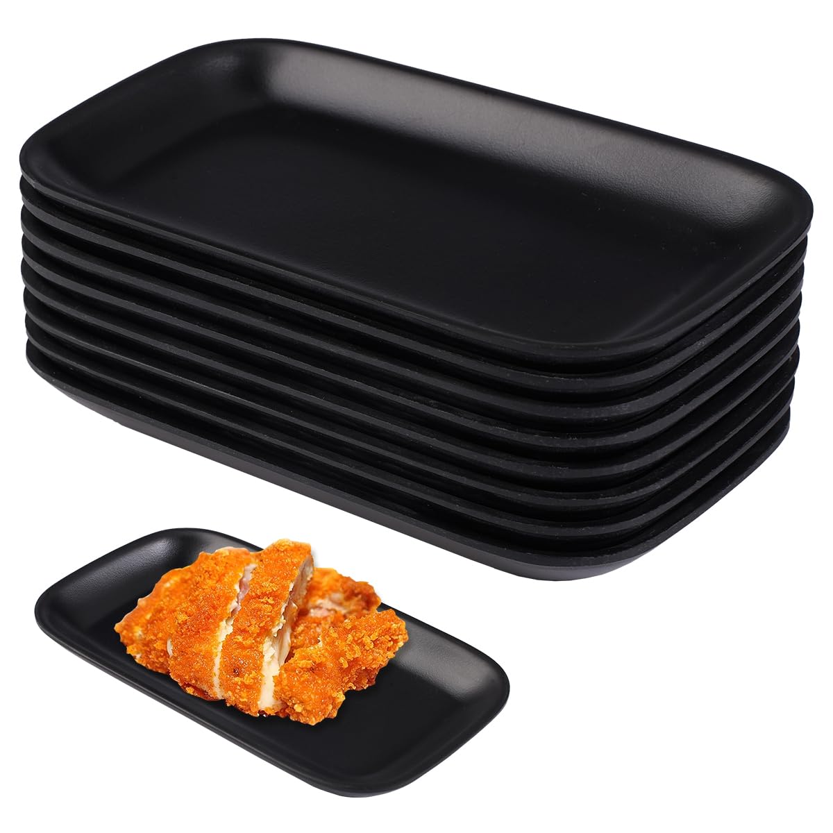 8 Stück Klein Servierteller, 15.5 x 8.8 x 2 cm Teller Rechteckig Schwarz Matt Wiederverwendbar Frühstücksteller Teller Rechteckig Länglich Dessert für Snacks, Desserts, Kleinen Beilagen, Sushi, Grill Küche, Haushalt & Wohnen
