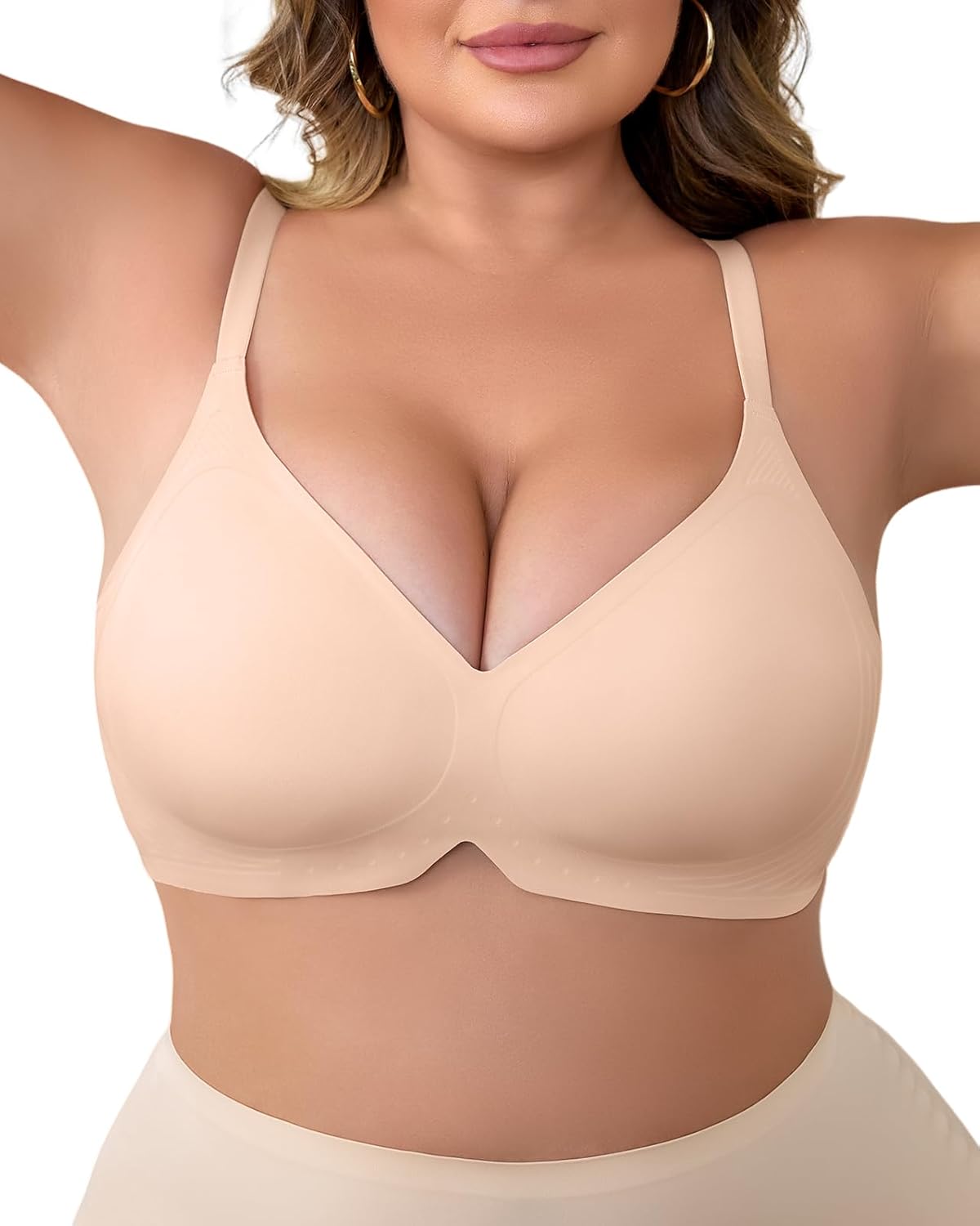 V-Neck Wireless Bras for Women Seamless Everyday Bras U-Back Design W-Shaped Jelly Support Barlette