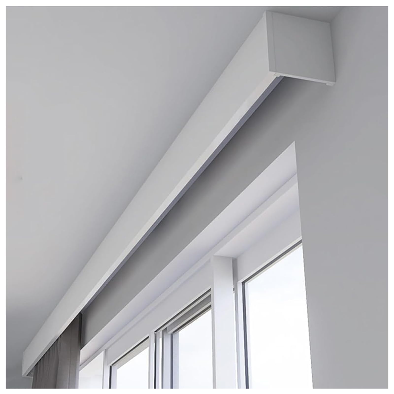 260 cm Fensterkasten mit verstecktem Schienensystem – abnehmbarer Volant-Panel für Decken- oder Wandmontage – schlankes Design für moderne Innenräume