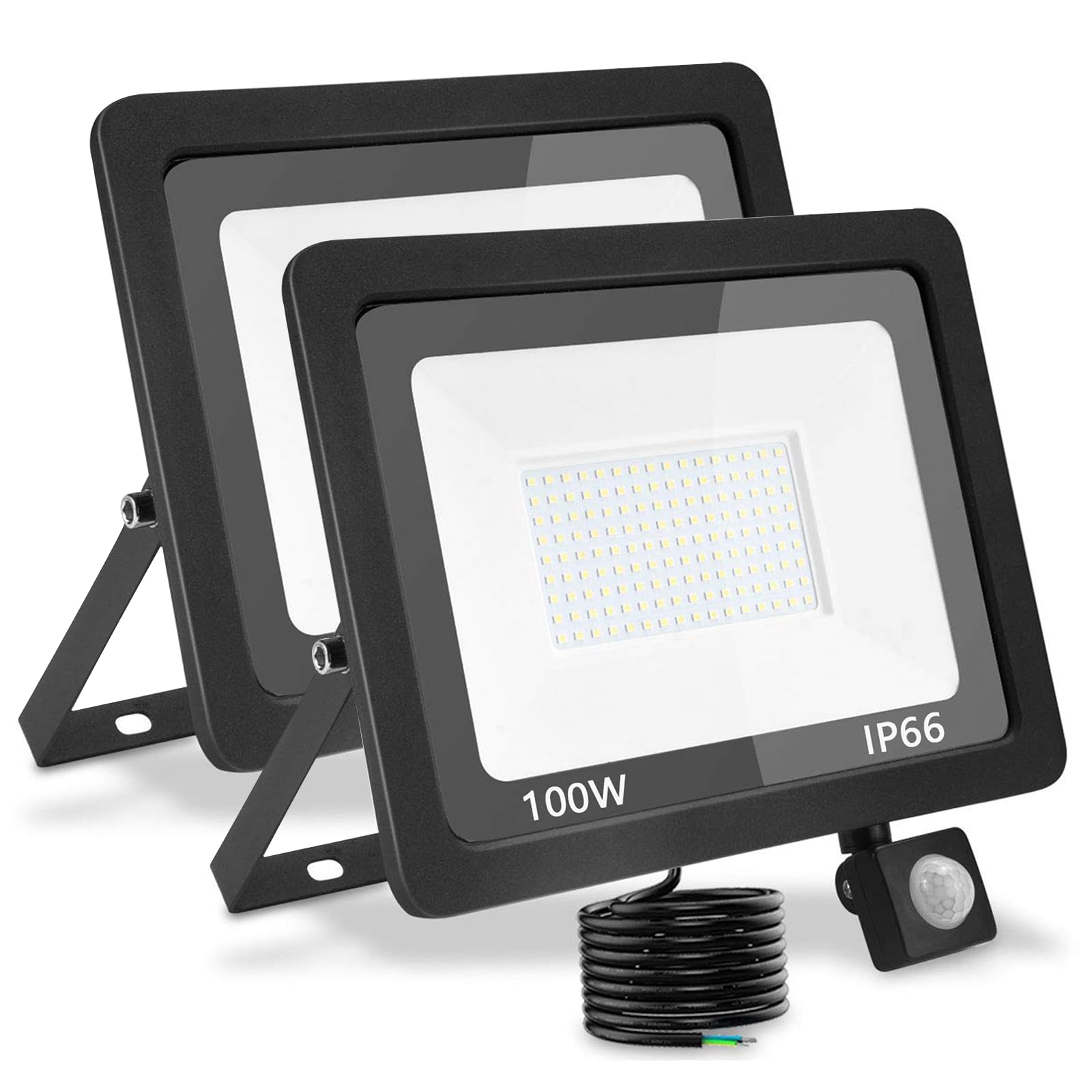 LED Strahler Außen Mit Bewegungsmelder 100W: 10000LM 3000K IP66 Flutlicht | Außenstrahler Scheinwerfer Aussenlampe für Garten, Garage, Hof