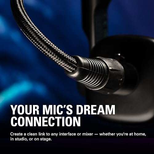 Vista 5 de Elgato Wave DX con cable - Micrófono dinámico XLR con cable XLR de 10 pies/9.8 ft, voz optimizada para podcasting, transmisión, transmisión,