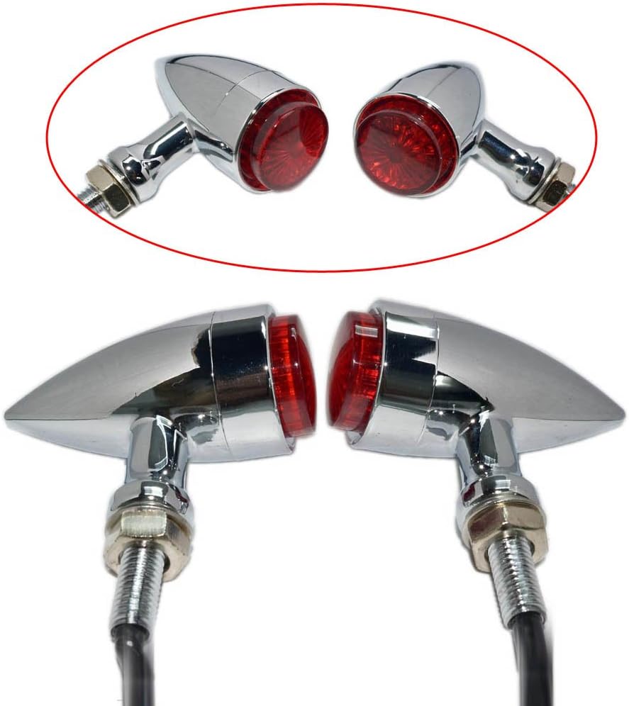 Beautyexpectly Universal Red Light 20 LED Brake light Tail light Stop Motorcycle Bullet Turn Signal Indicator Blinker Light Chrome Shell