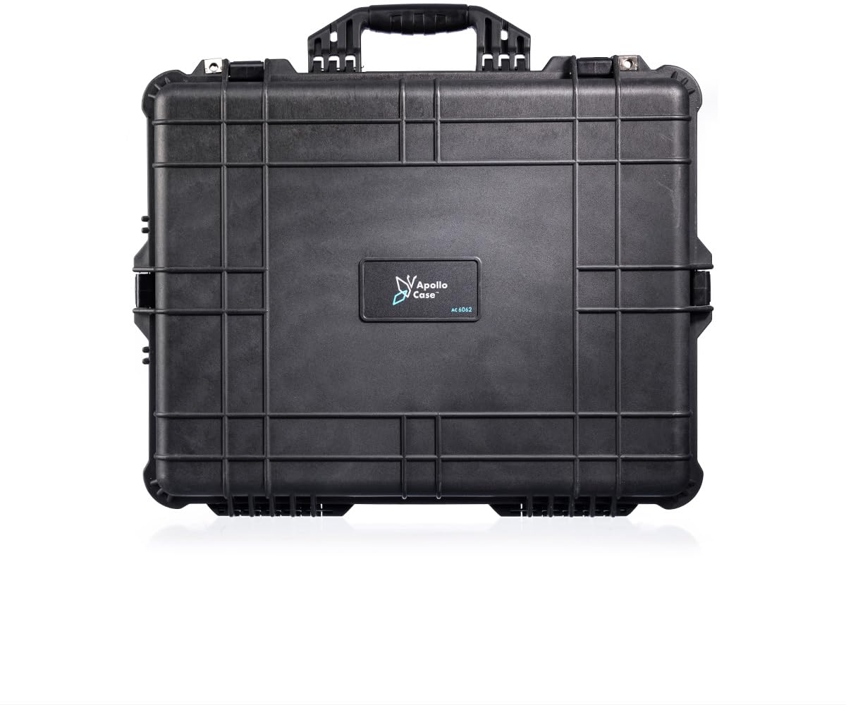 Apollo 6062 - Custodia protettiva in plastica resistente con schiuma multistrato, antiurto, design sottile, antigraffio e leggera, interno personalizzabile, Nero , Minimalista, plastica