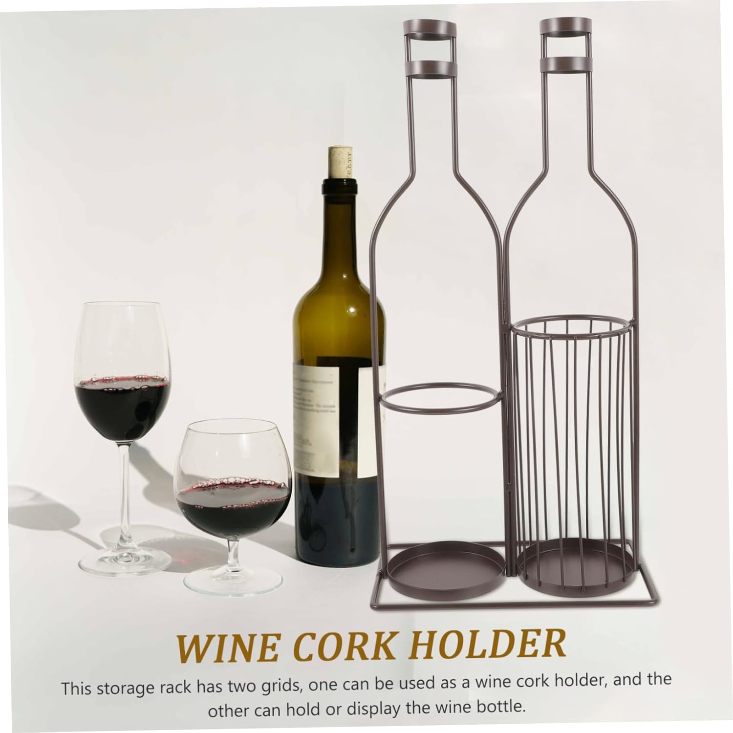 Mobestech Modern Wine Rack for Home Sturdy Wine Display Holder Cork Collector for Dining Kitchen Countertop Bar