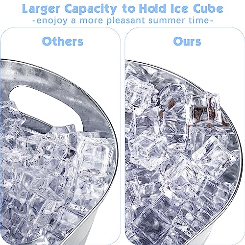 Kochorie 4 Pieces Metal Galvanized Beverage Tubs with Handles Cold Beer Insulated Drink Tub with 4 Ice Scoop and 4 Stainless Steel Tongs Stainless Steel Finish Drink Chiller for Parties - Thumbnail 4