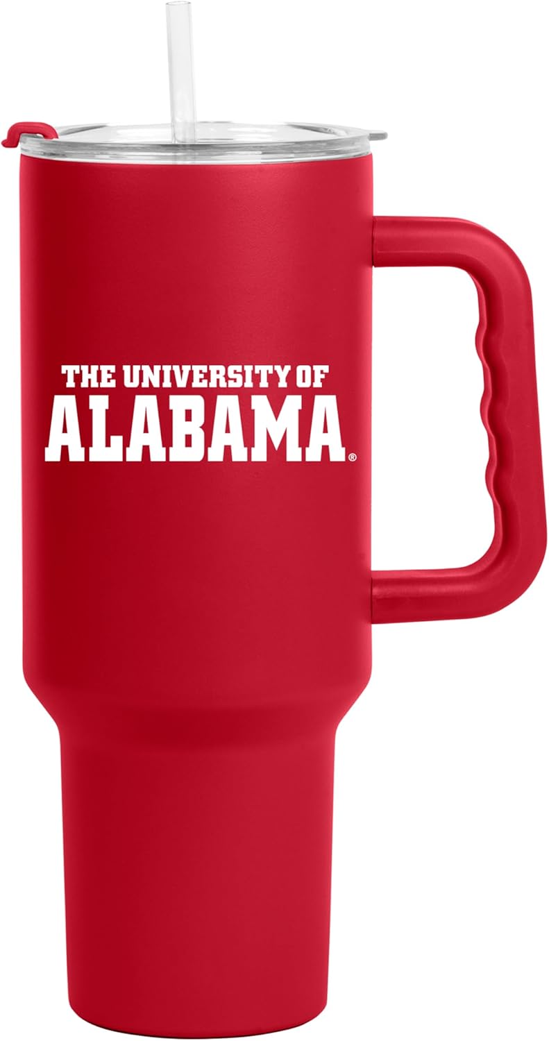 Logo Brands NCAA 40 oz Tumbler with Handle -Stainless Steel Insulated Travel Tumbler with Straw Lid – Powder Coated, Leak-Resistant, Keeps Drinks Hot/Cold – Great for Tailgating, or Everyday Use - Image 2