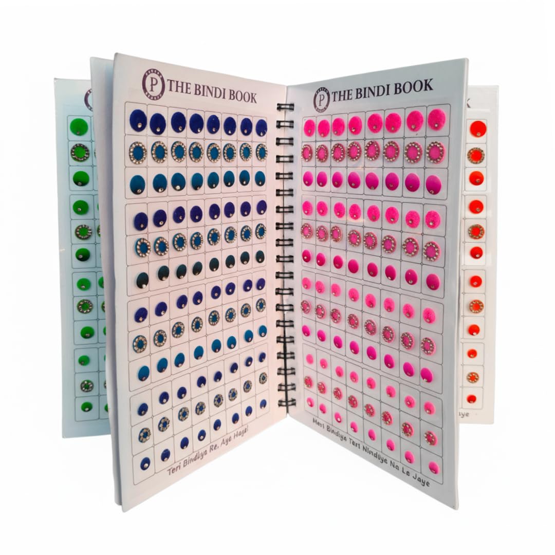 Perpaa Beauty 960 Bindis 10 Colour Multicolour Bindi Book for Women – Plain, Parvati, Stone Bindi, Stone Border, Dual Colour Designer Bindi | Reusable Self-Adhesive-image-16