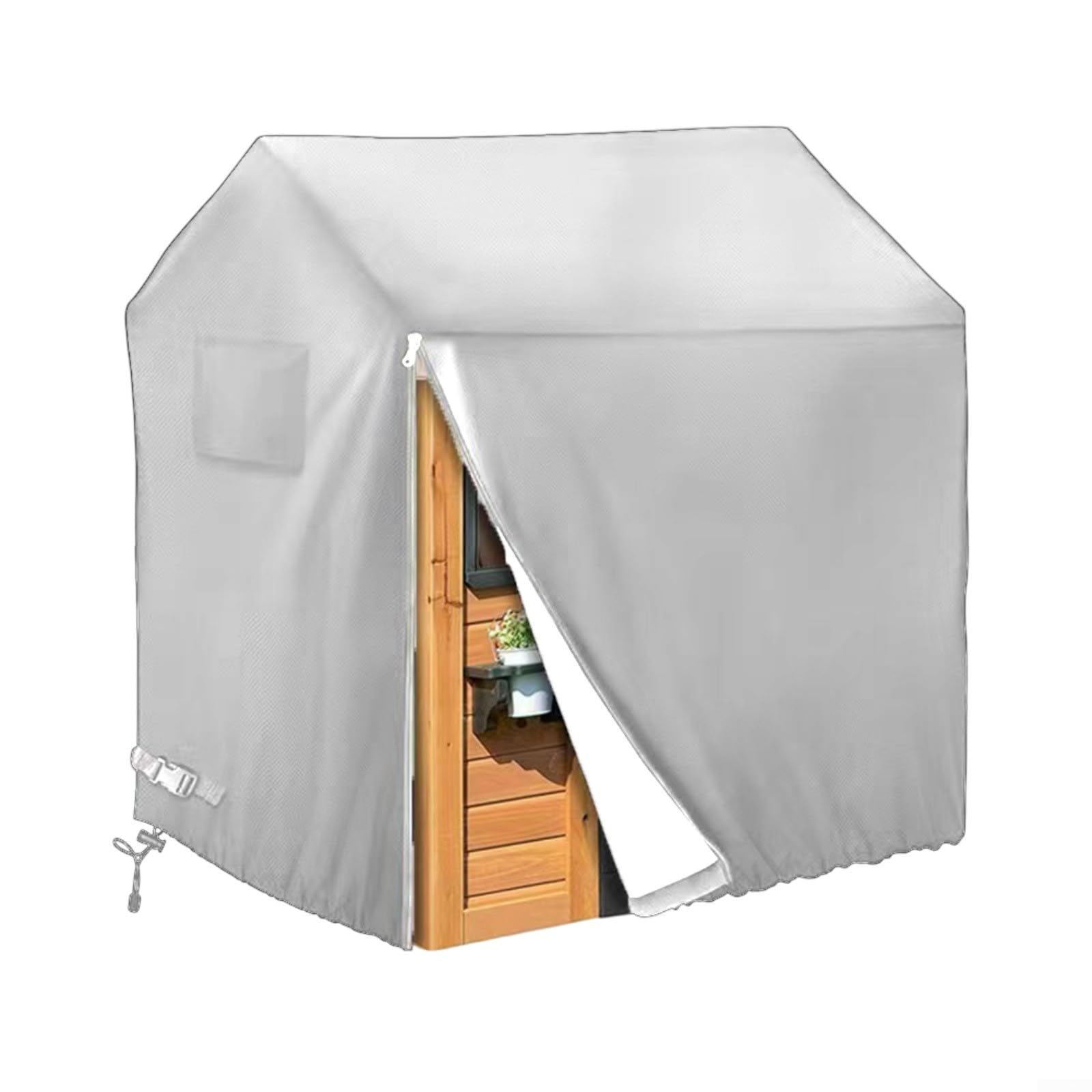 Copertura impermeabile per casetta da giardino, in plastica e legno, copertura per casetta dei giochi in tessuto Oxford, protezione dalle intemperie con coulisse inferiore (110 x 120 x 140 cm)