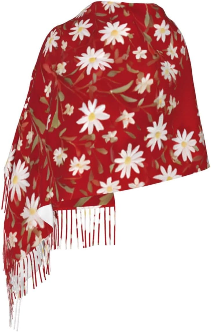 (Heart Flower) Women's Soft Warm Scarf Large Plush Shawl Wrap with Fringe Fashion Winter Scarves for Cold Weather
