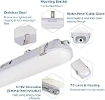 DAKASON 4-Pack LED Lumière de serrage de vapeur 40W (80W Eq.) 4200lm, 4FT Outdoor Shop Light Waterproof 5000K IP65 100-277V LED Installation de preuve de vapeur pour le stationnement Garage ETL Inscrit