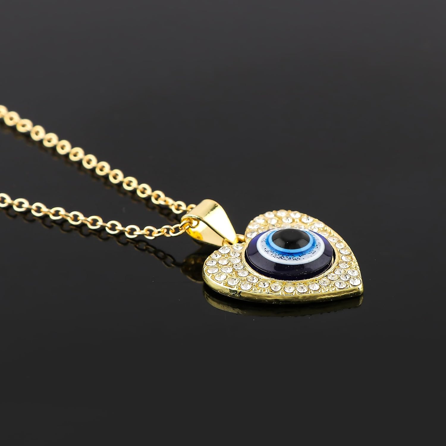 Stylish Evil Eye Charm Pendant Necklace with CZ, Charm for Protection-Spirituality-Positive Energy-Confidence, Women Jewelry, Hypoallergenic Gold Plated Chain 18 inch - Image 2