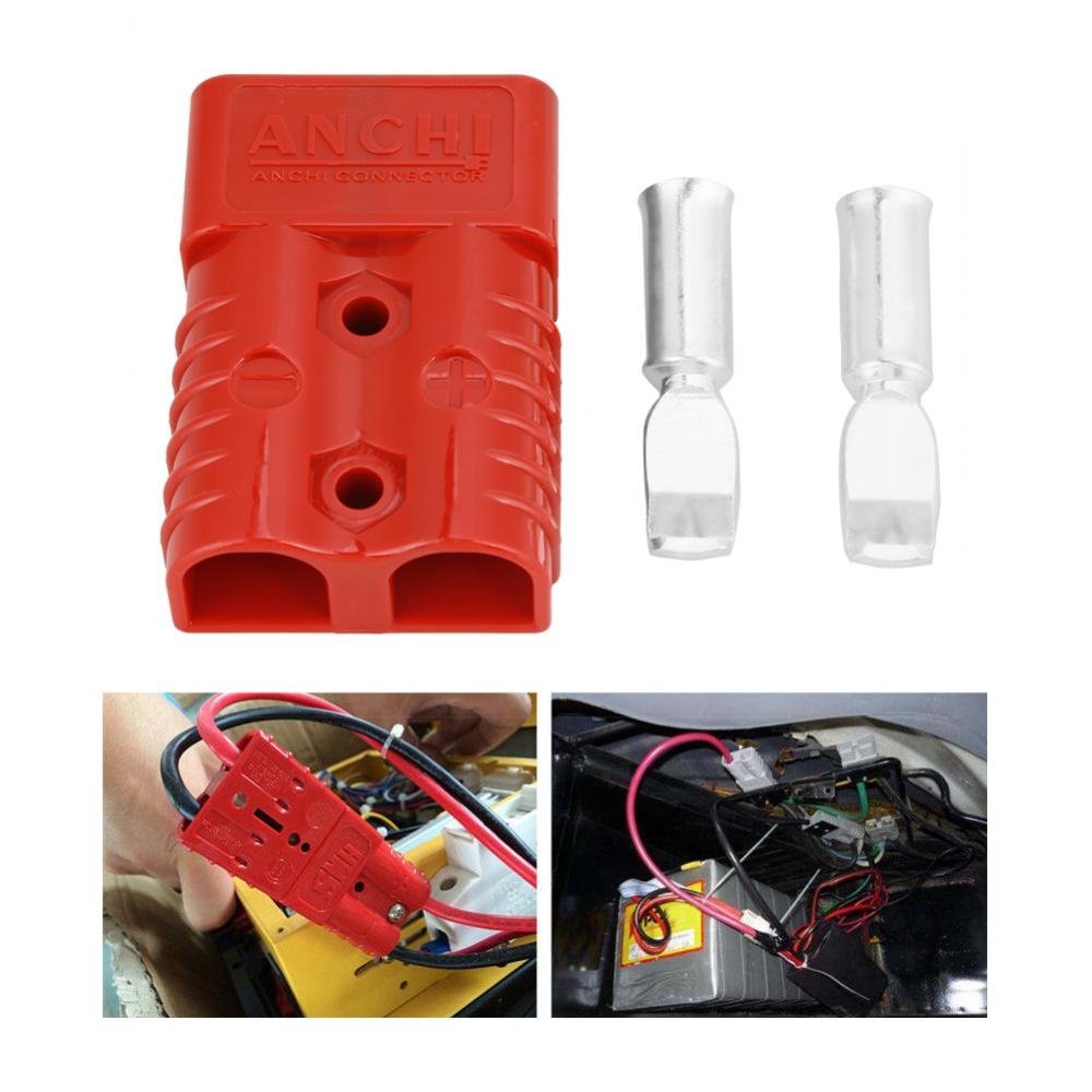 2Pz 175A 600V Kit Connettore Batteria Quick a Rosso, Plug Elettrico per Connessione e Disnnesto Rapida di Batteria con 4 Accessori