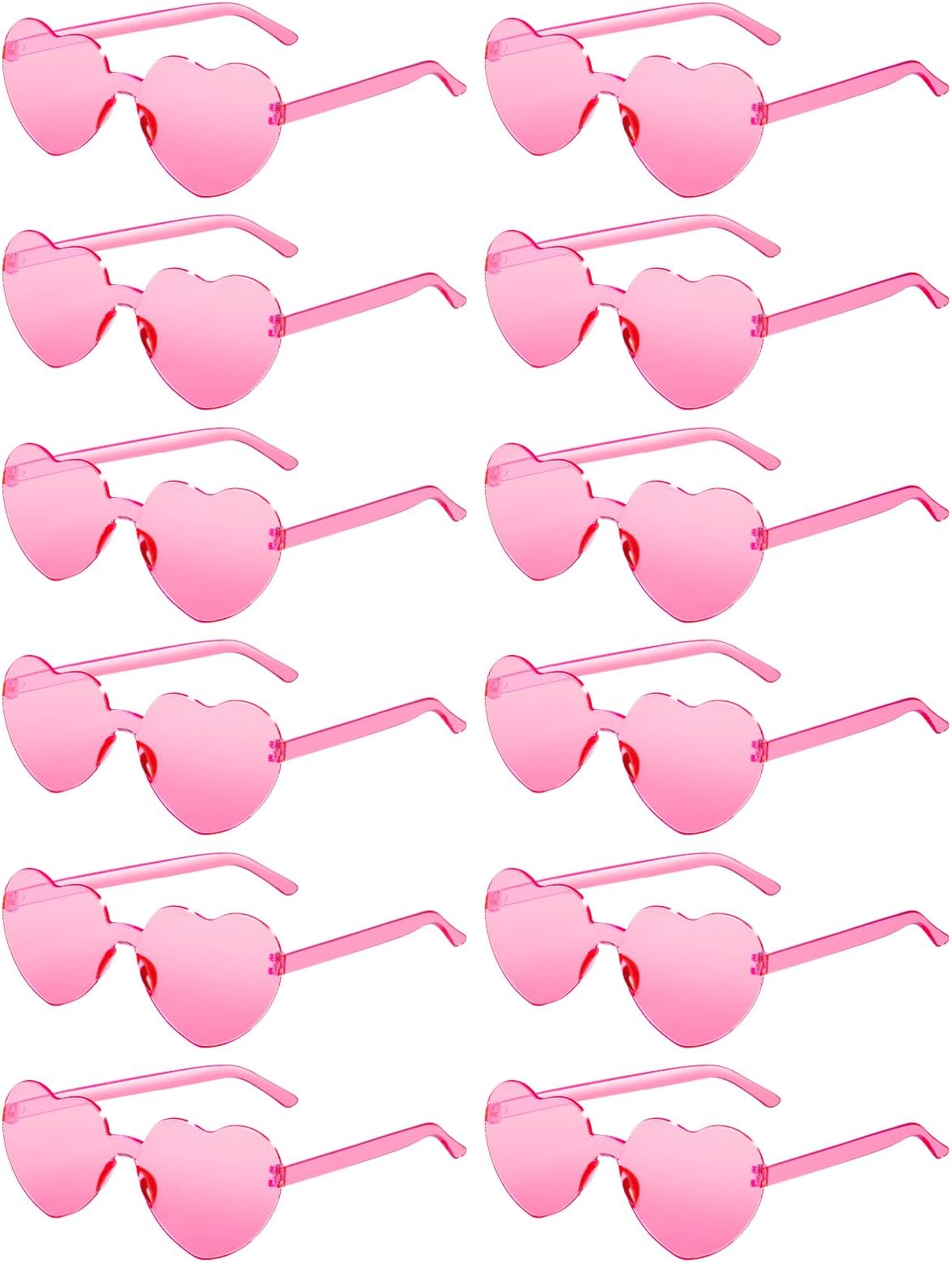12 Pairs Heart Shaped Sunglasses for Women Colorful Glasses Fun Trendy Transparent Heart Sunglasses Party Favor