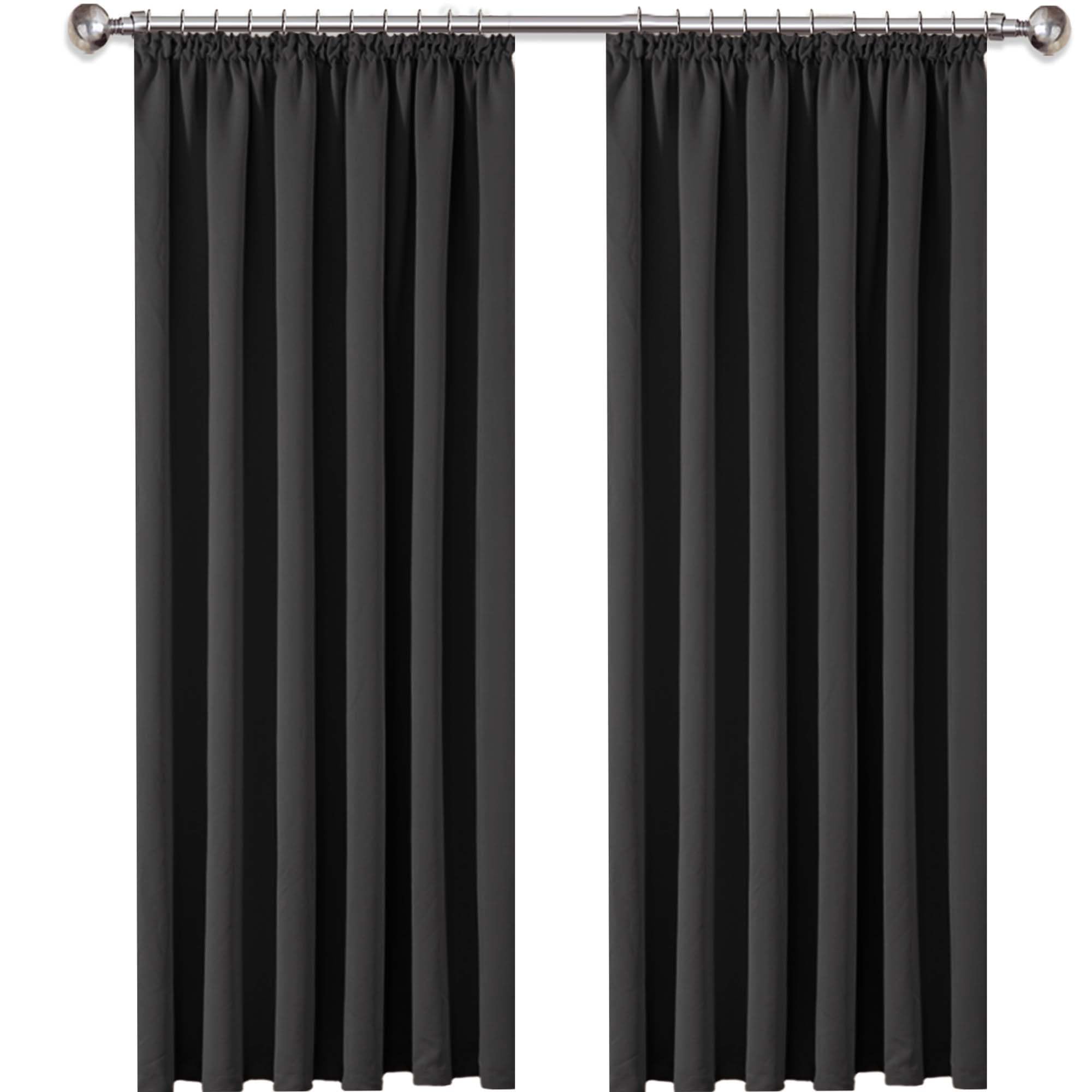Ameha Grey Pencil Pleat Blackout Curtains For Bedroom 66X90 Inch Thermal Insulated Extra Long Curtains Pair Panels With Tiebacks
