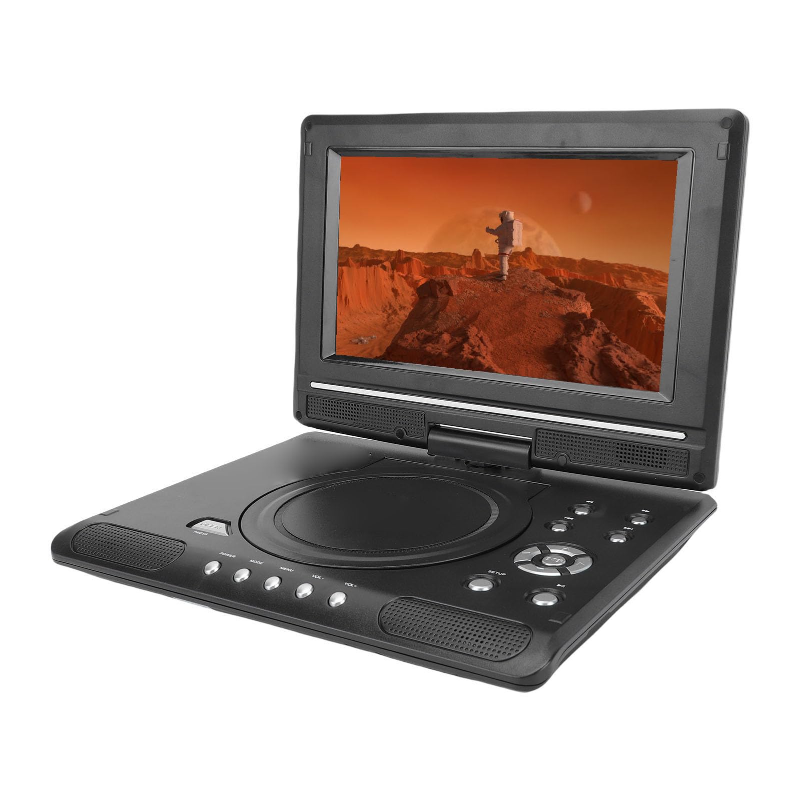 Portable DVD Player 9.8 Inch, Car DVD Player with Swivel Screen, Dual Speakers & Antennae, FHD 1080P Playback, Support USB/SD/AV and Multiple Disc Formats (Black)