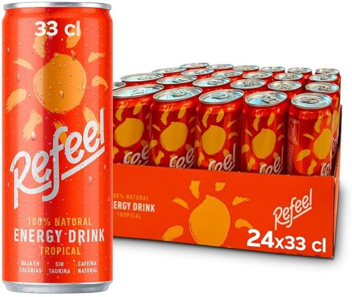 Refeel 100% Natural Energy Drink with Vegetable Caffeine, Mango a...