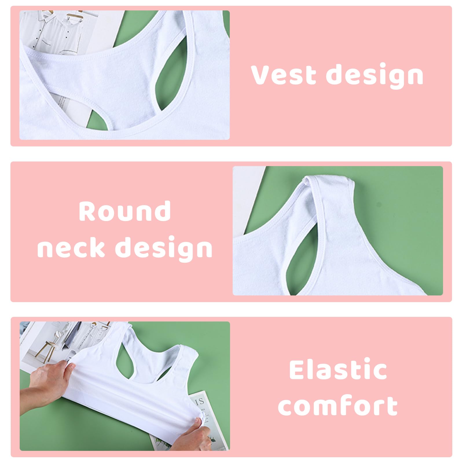 3 Pezzi Reggiseno Top Bimba Bambina Brassiere, Intimo Senza Ferretto, Canottiere Corte Reggiseni Bustier per Ragazze, Sportivi in Cotone Bambina Ragazza Sportivi per Bambine(Bianco Nero Grigio)