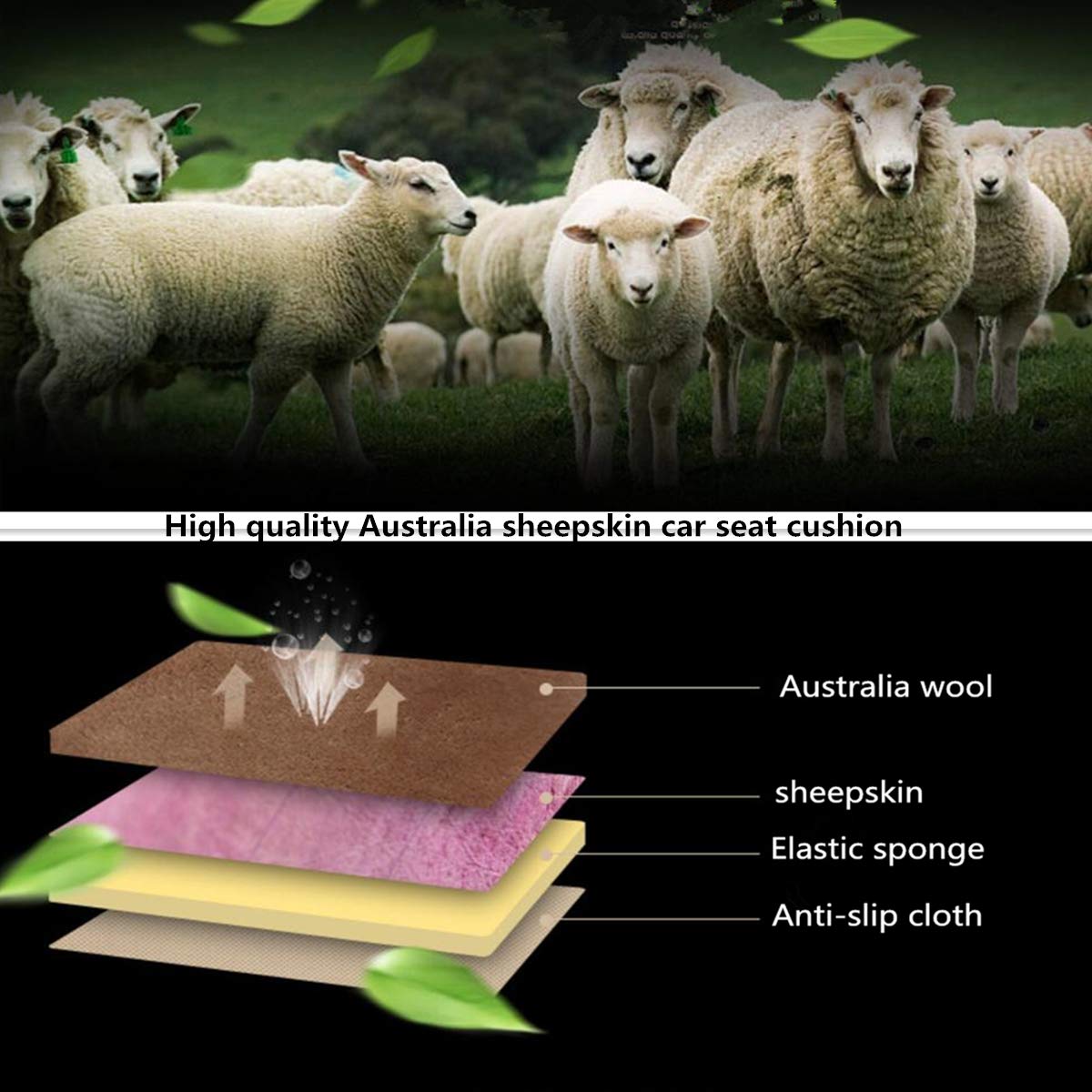 Inzoey Genuine Australian Sheepskin Car Seat Cover - Universal Fit, 3.5" Wool, Beige - Soft & Warm Winter Seat Cushion - View #2