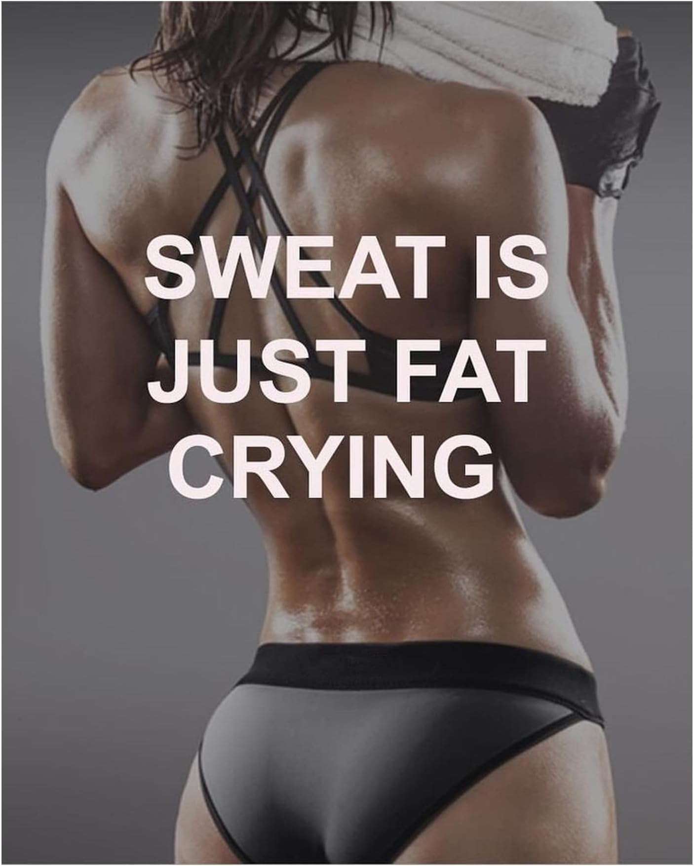 "Sweat Is Just Fat Crying" Motivational Wall Art Print - Inspirational Wall Decor for Home, Gym & Workout Room - Unframed 8x10" Poster Print Gift for Fitness Enthusiasts & Athletes